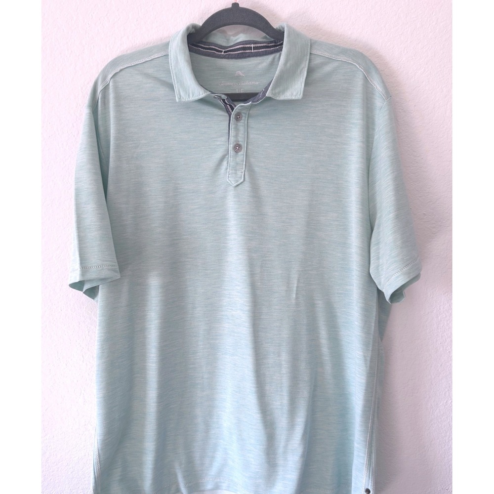 Tommy Bahama Delray IslandZone Golf Beach Resort Vacation Polo in Iced Aqua SZ L